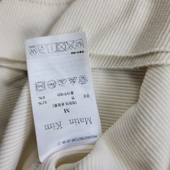 Matin Kim Applique Logo Henley Top Sweater Size M White Long Sleeve K-Pop Korea - Picture 12 of 15